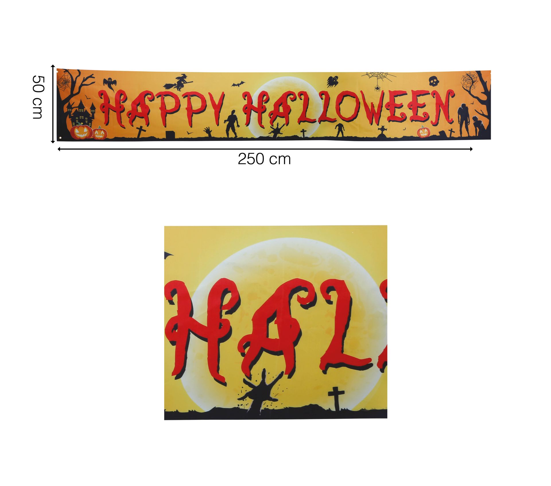 Spandoek 'Happy Halloween' 290 x 50 cm