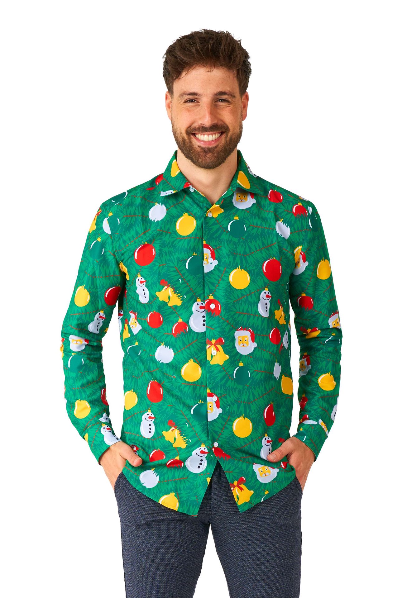 Suitmeister Men's Shirt Christmas Ornaments Groen