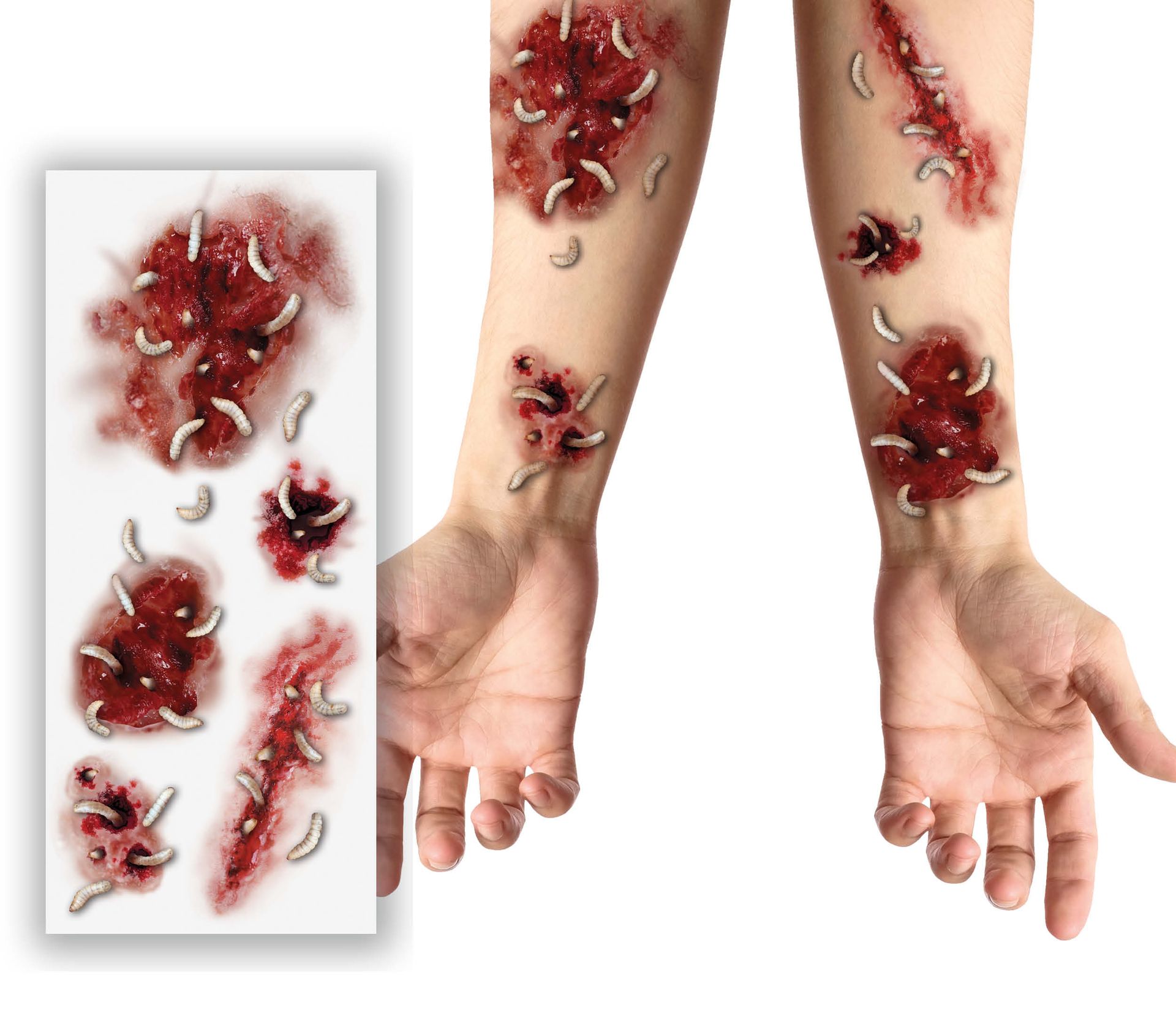 Tattoos wonden met maden halloween