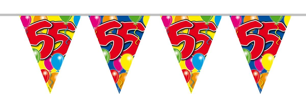 Verjaardag 55 jaar balloons vlaggenlijn 10 meter