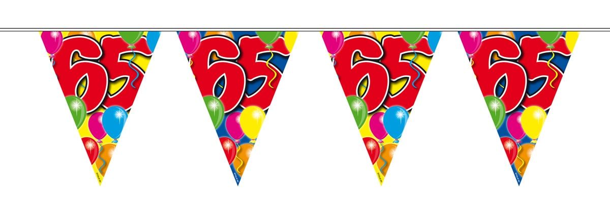 Verjaardag 65 jaar balloons vlaggenlijn 10 meter