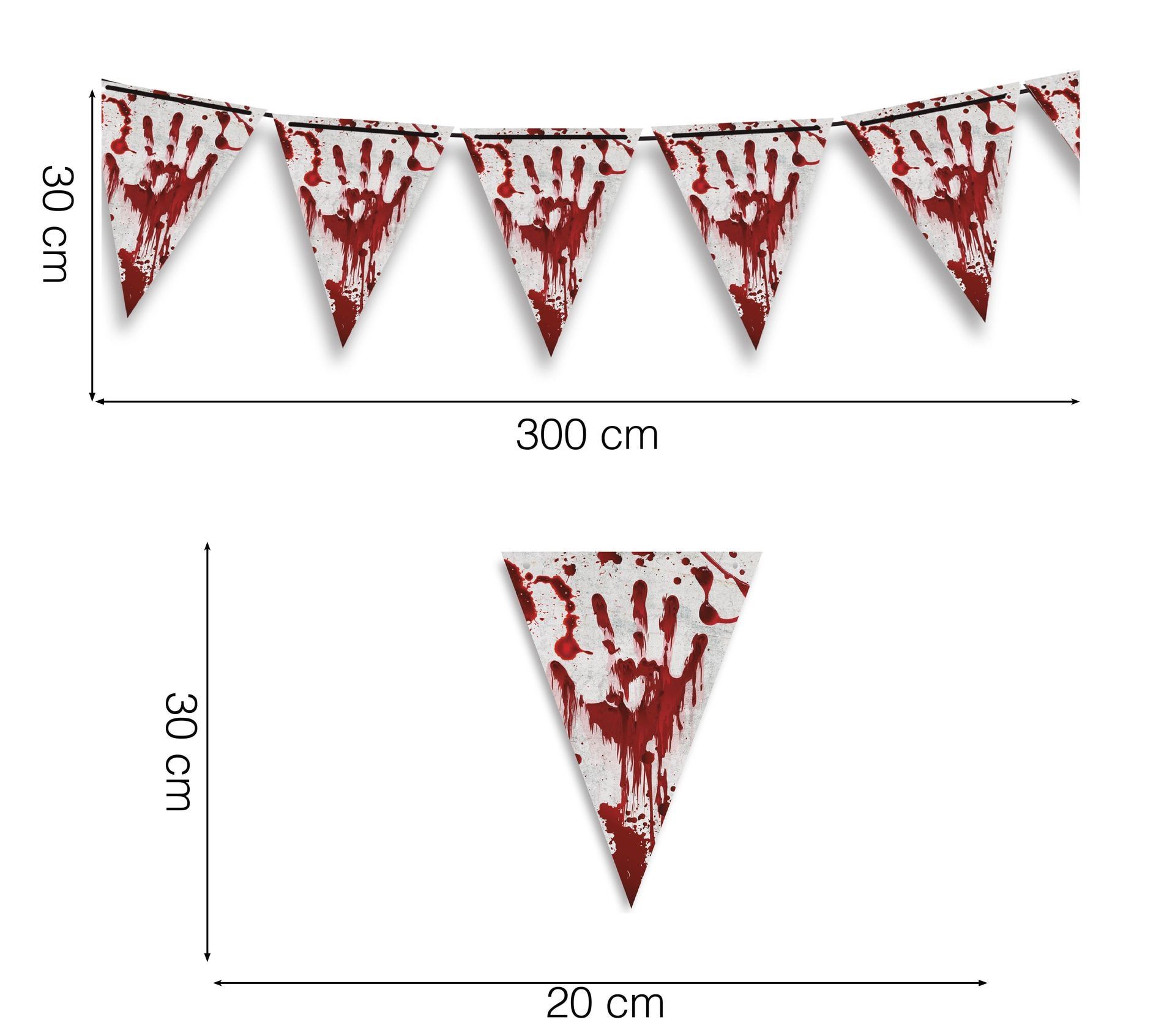 Vlaggetjeslijn bloederig 3m halloween
