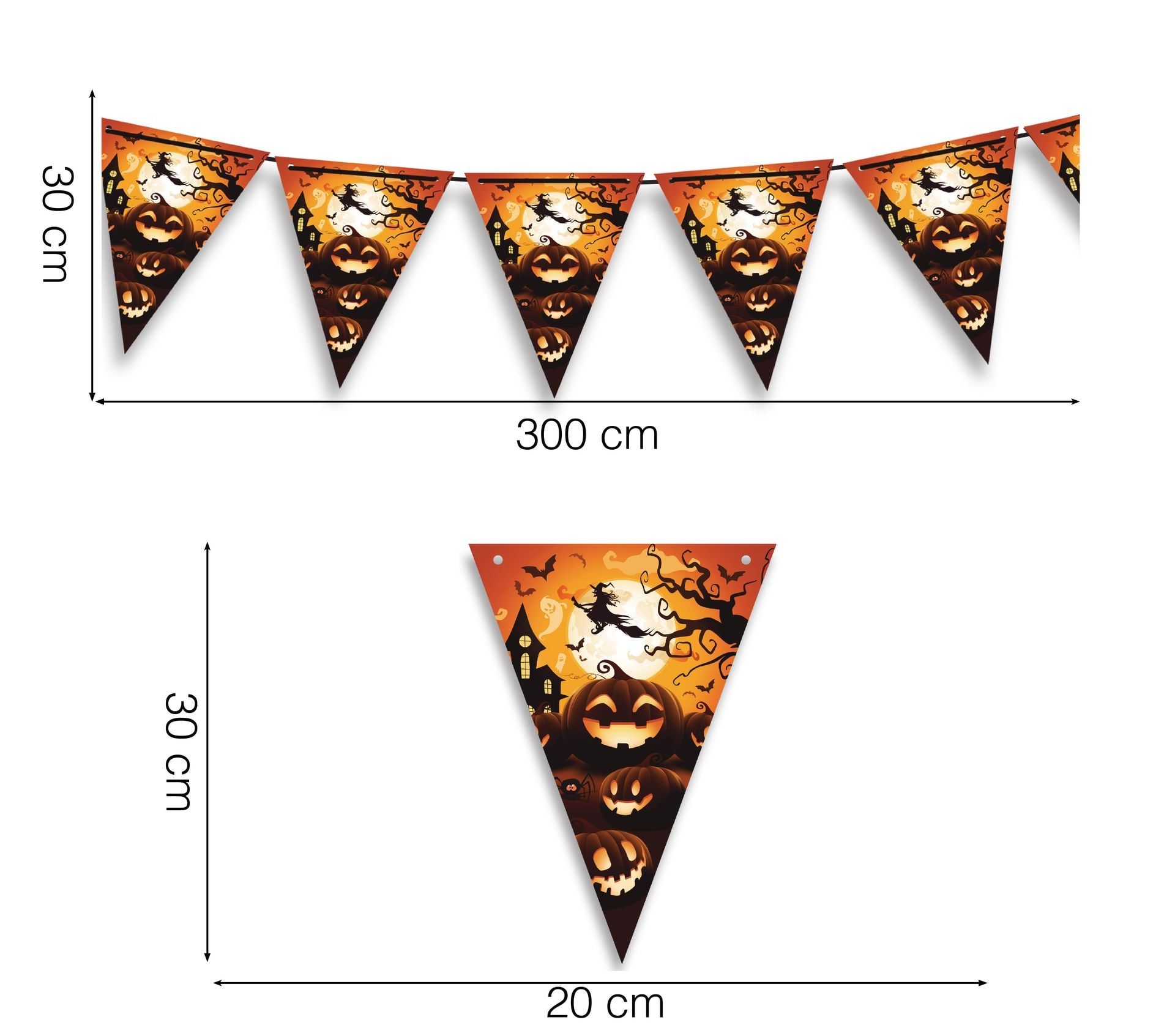 Vlaggetjeslijn pompoen 3m halloween
