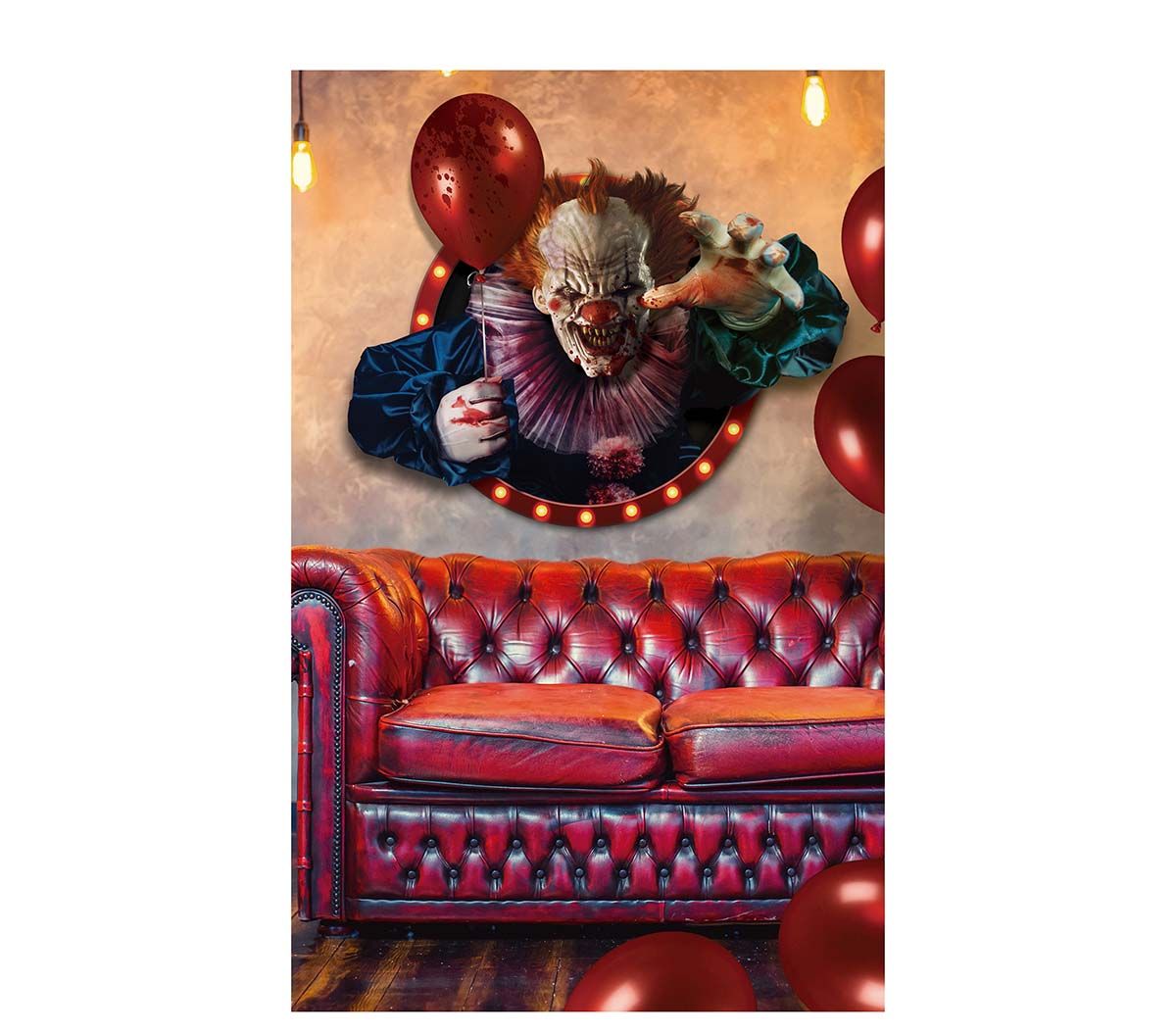 Wanddecoratie horror clown 70 x 80 cm halloween