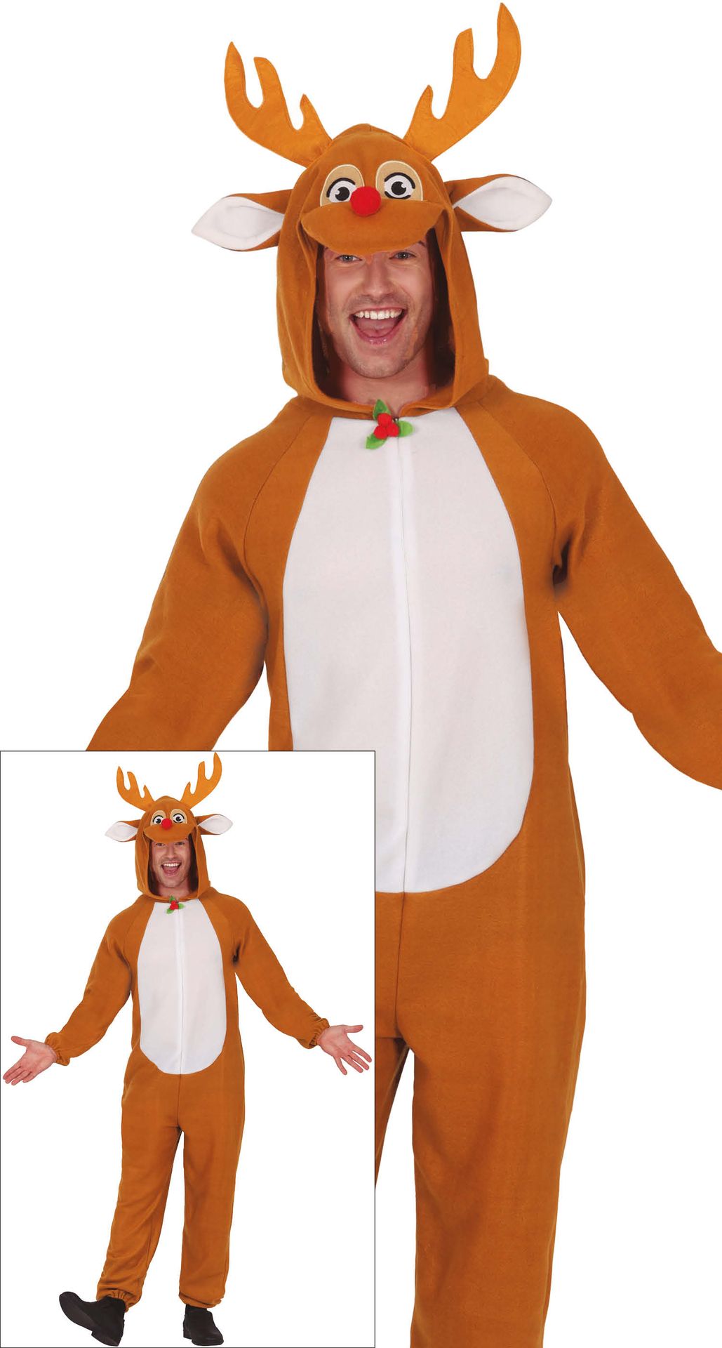 Warme rendier kerst onesie volwassenen