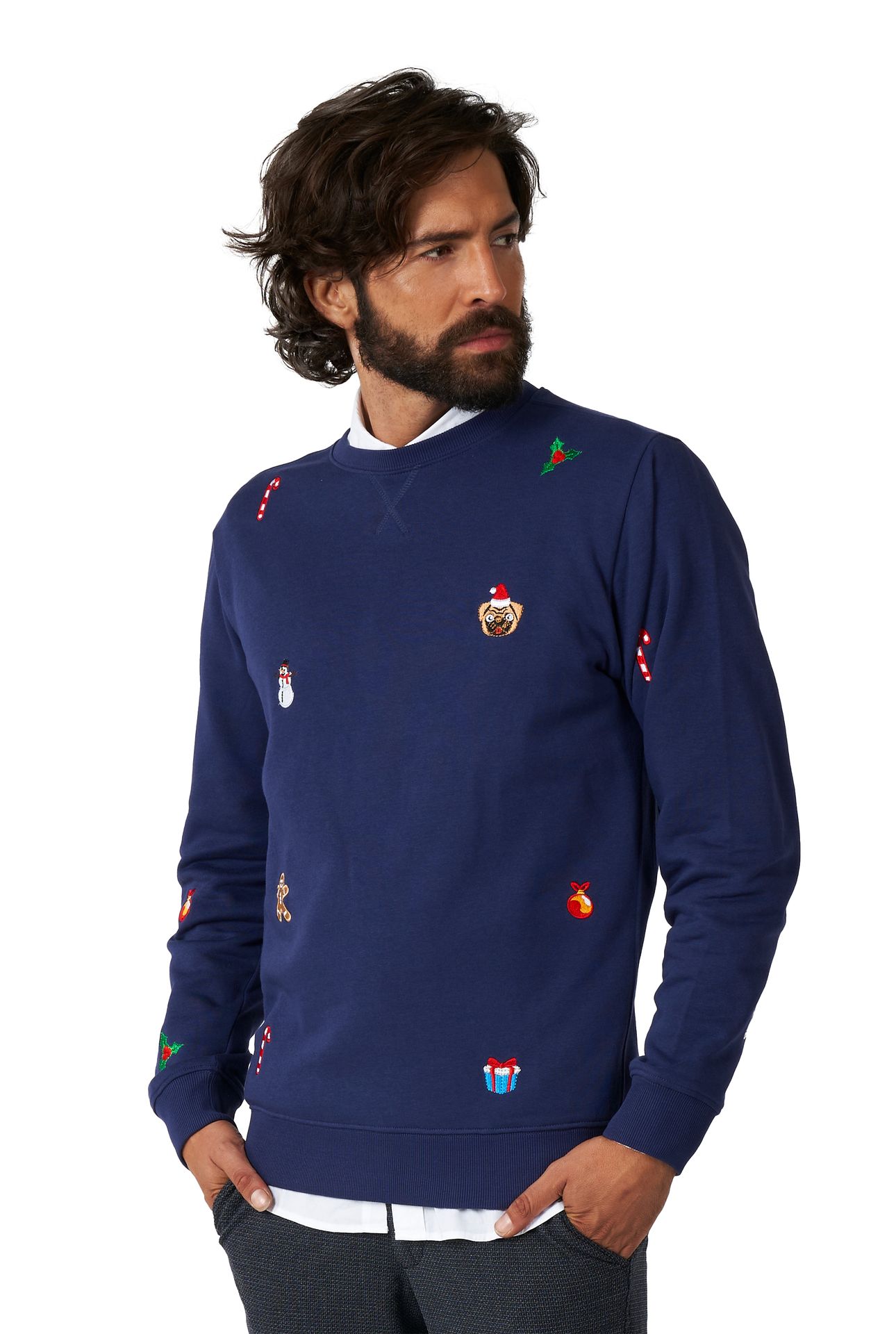 X-Mas Icons Navy Sweater Heren Opposuits