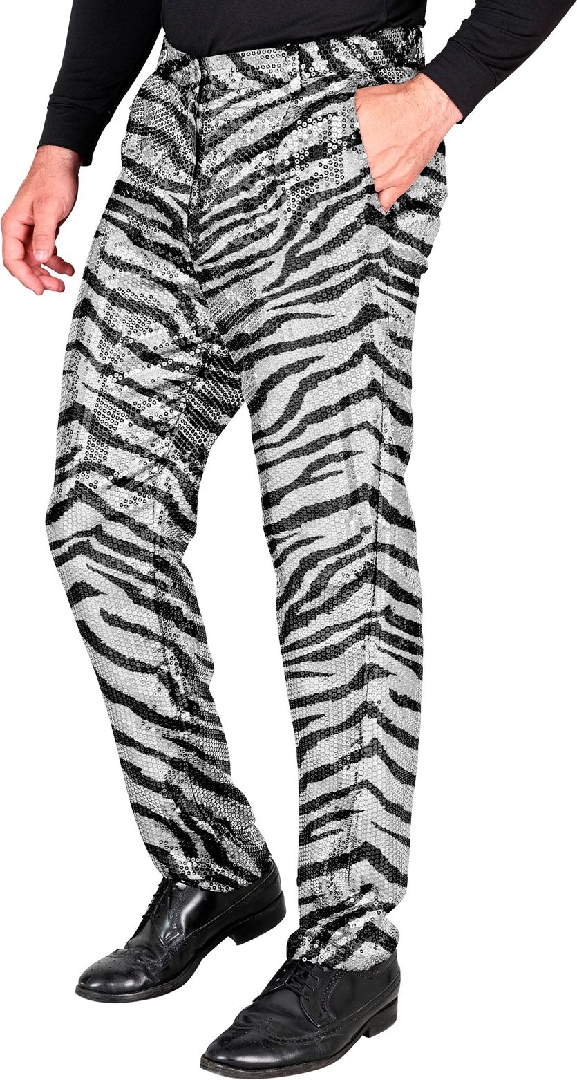 Zebraprint pailletten broek