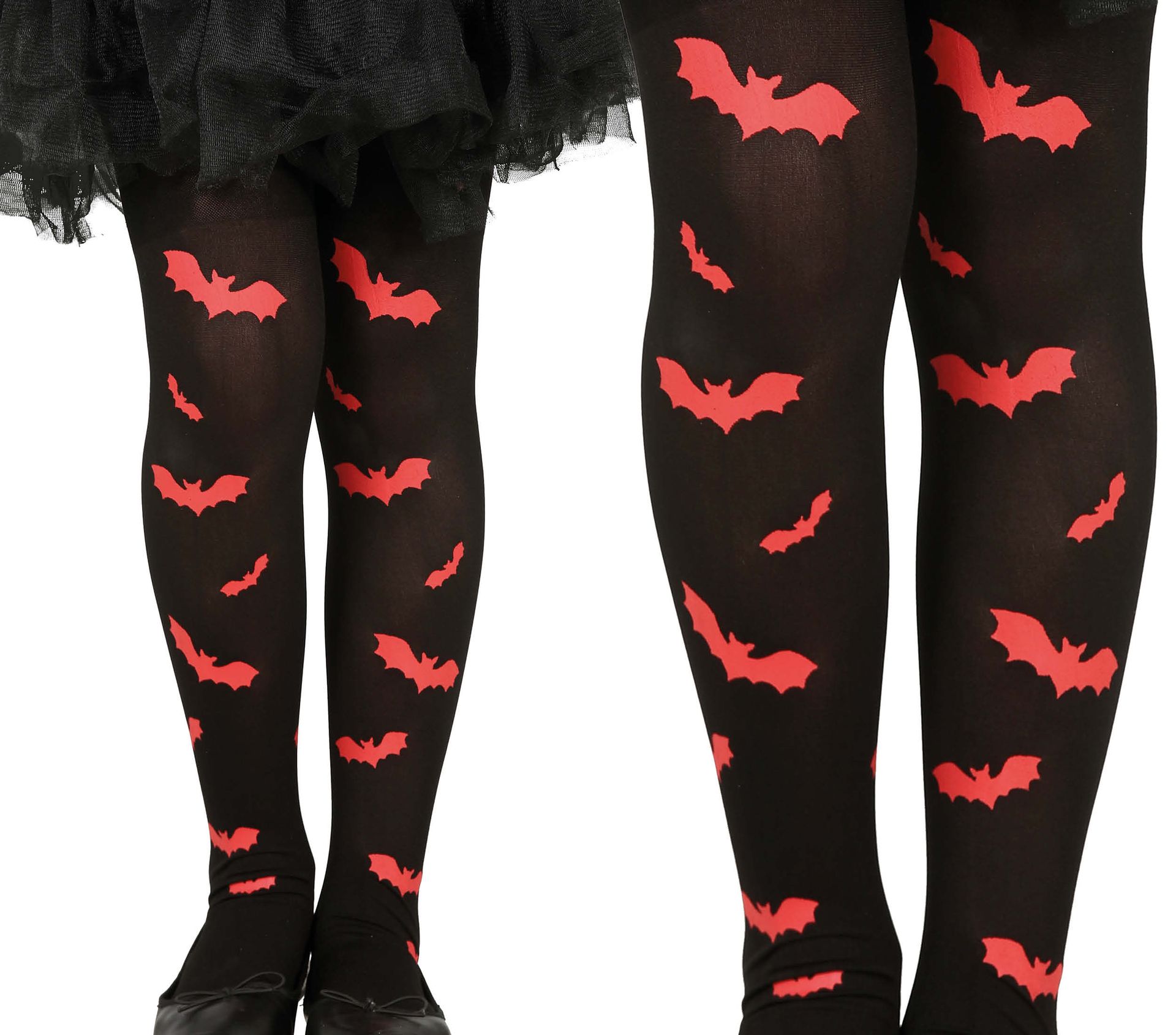 Zwart rode vleermuis panty kind halloween