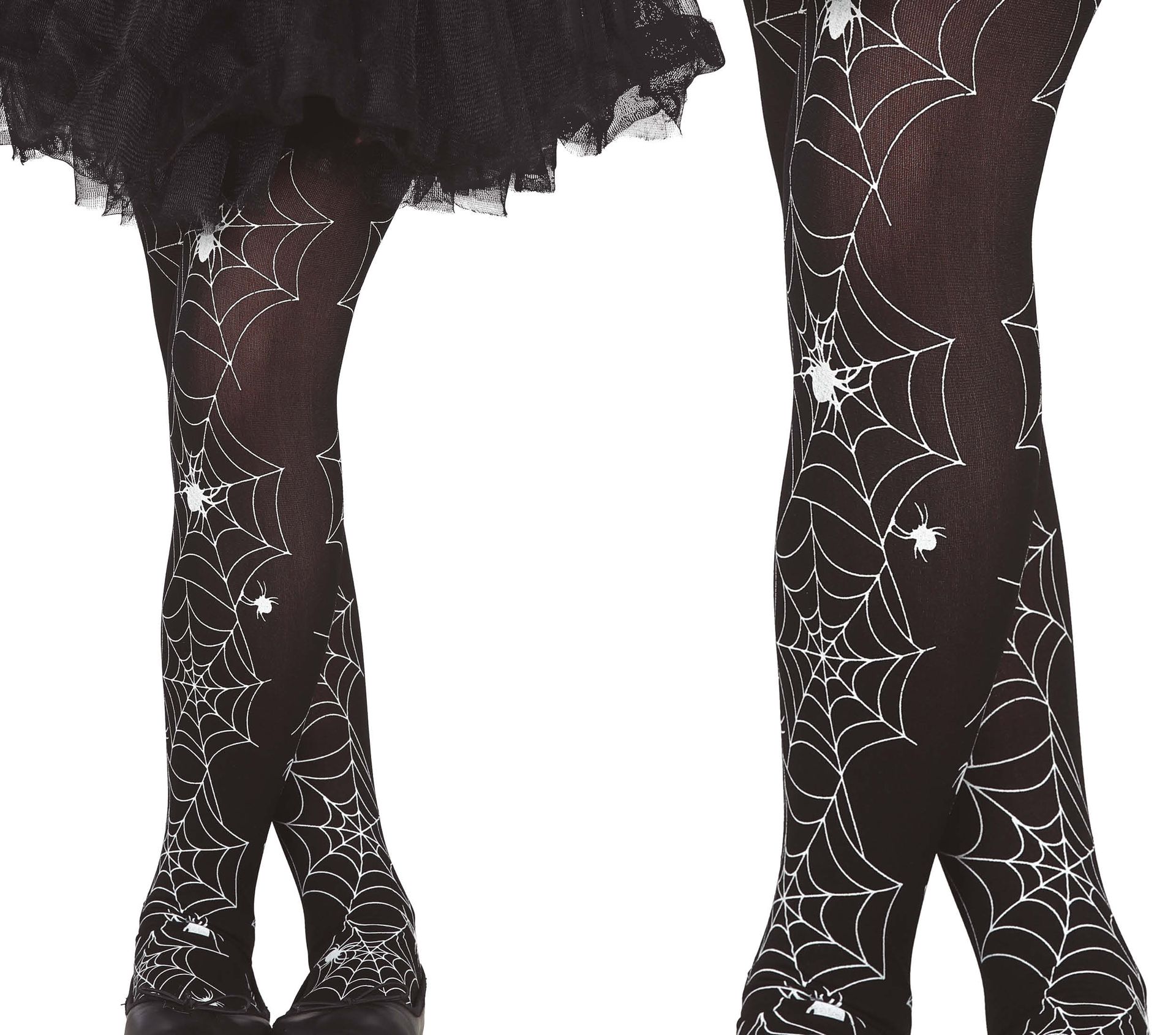 Zwart wit spinnenweb panty kind halloween