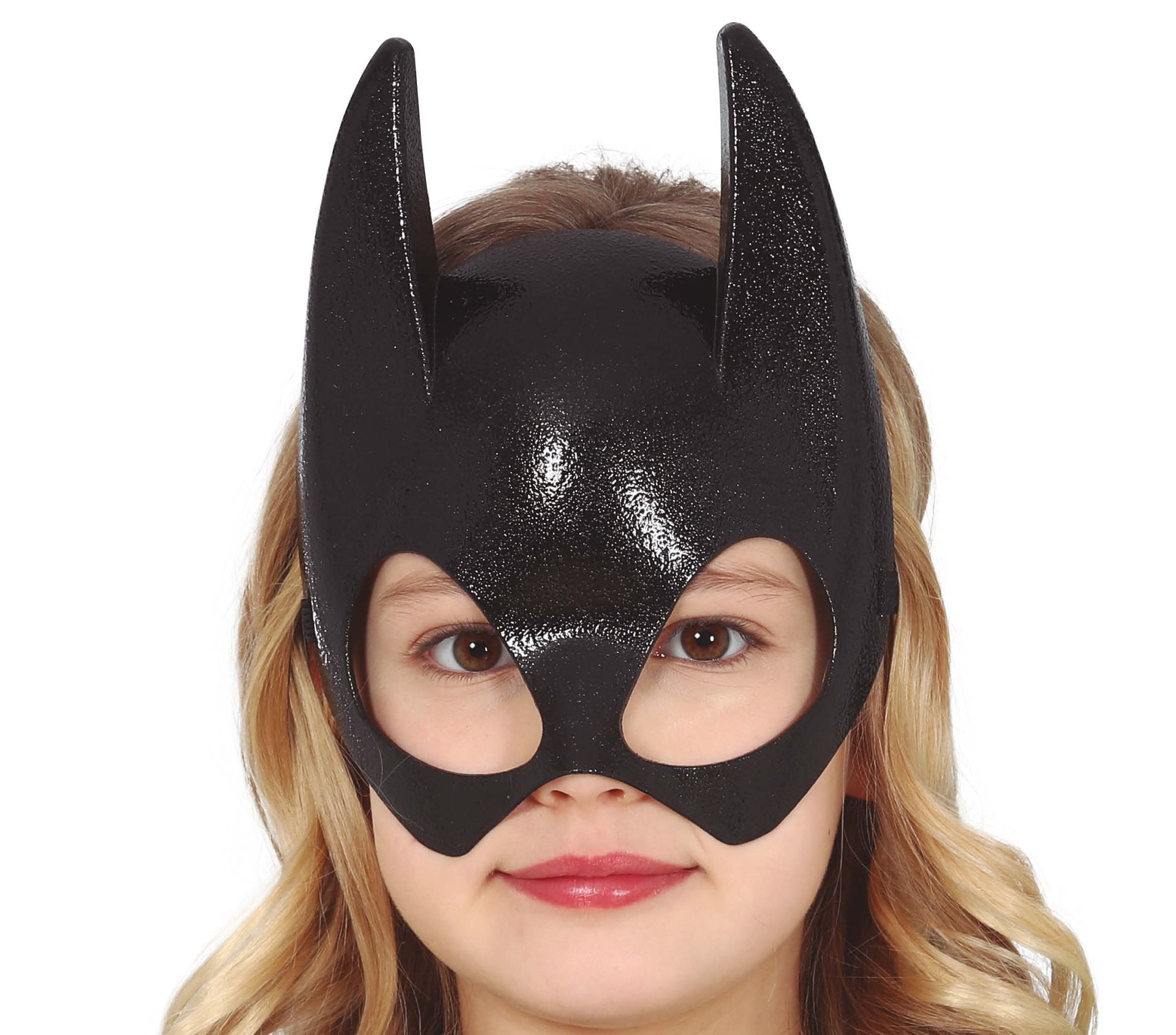 Zwarte batman vleermuis halfmasker kind