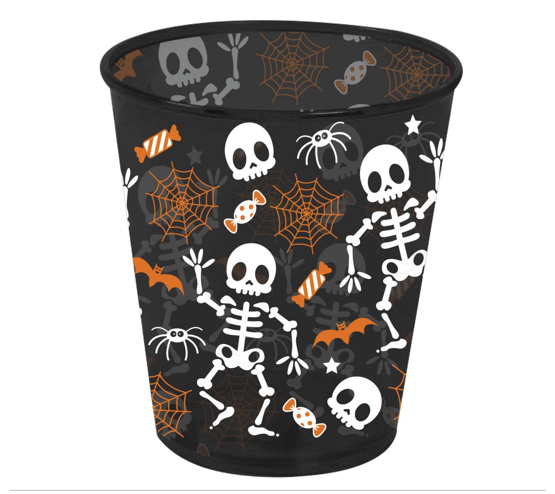 Zwarte drinkbeker skelet 10 cm halloween