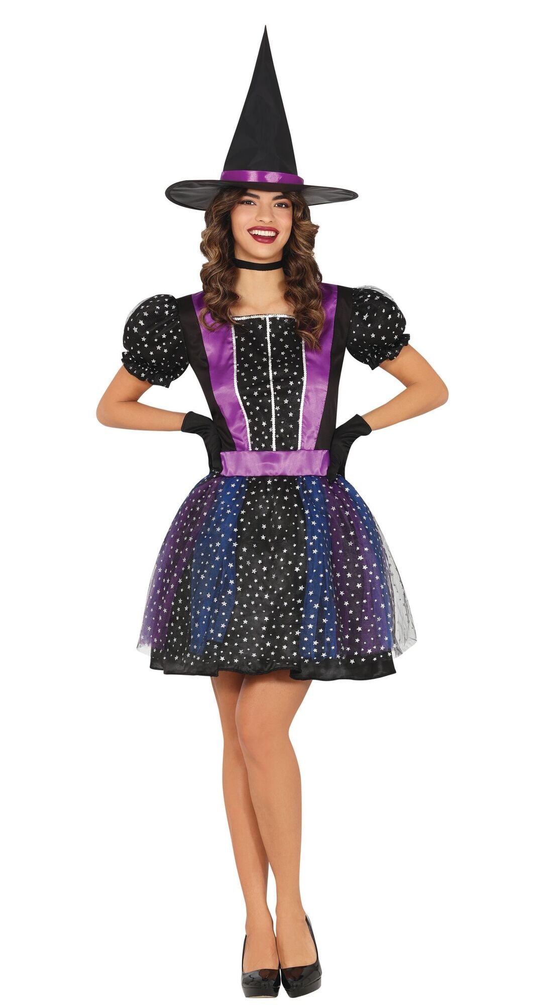 Zwarte heks sterren jurk halloween dames