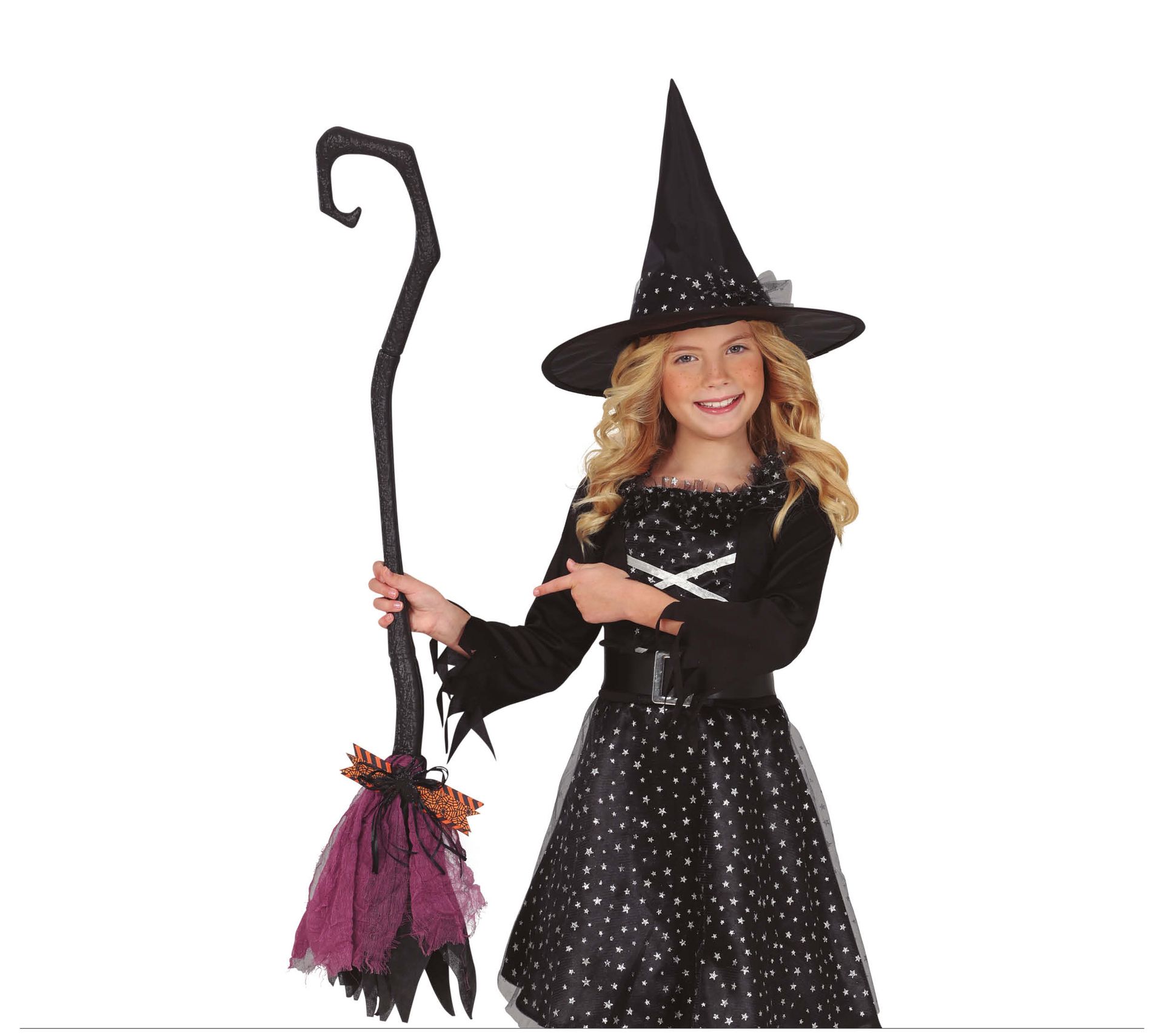 Zwarte heksenbezem 90 cm halloween