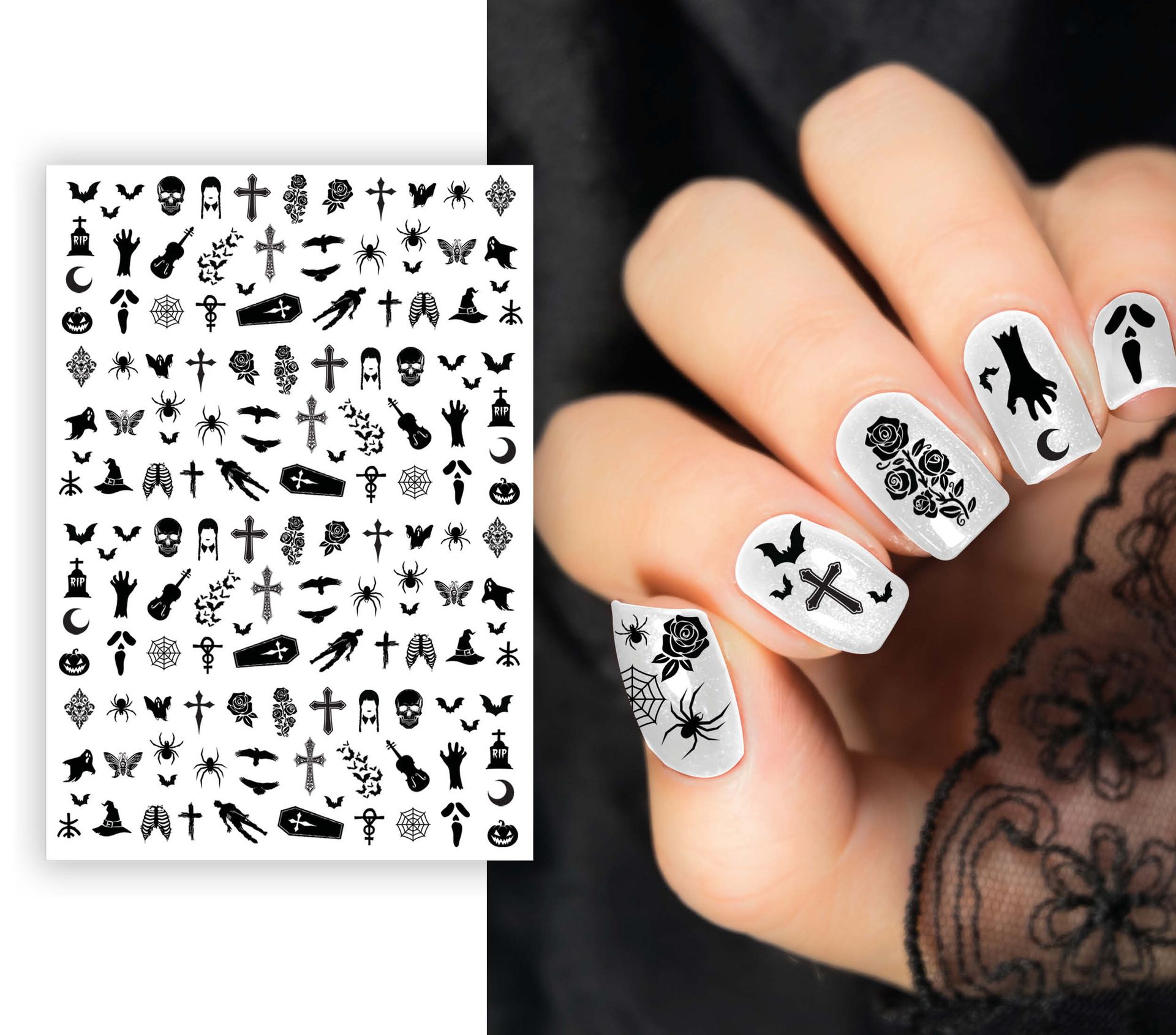 Zwarte nagelstickers halloween