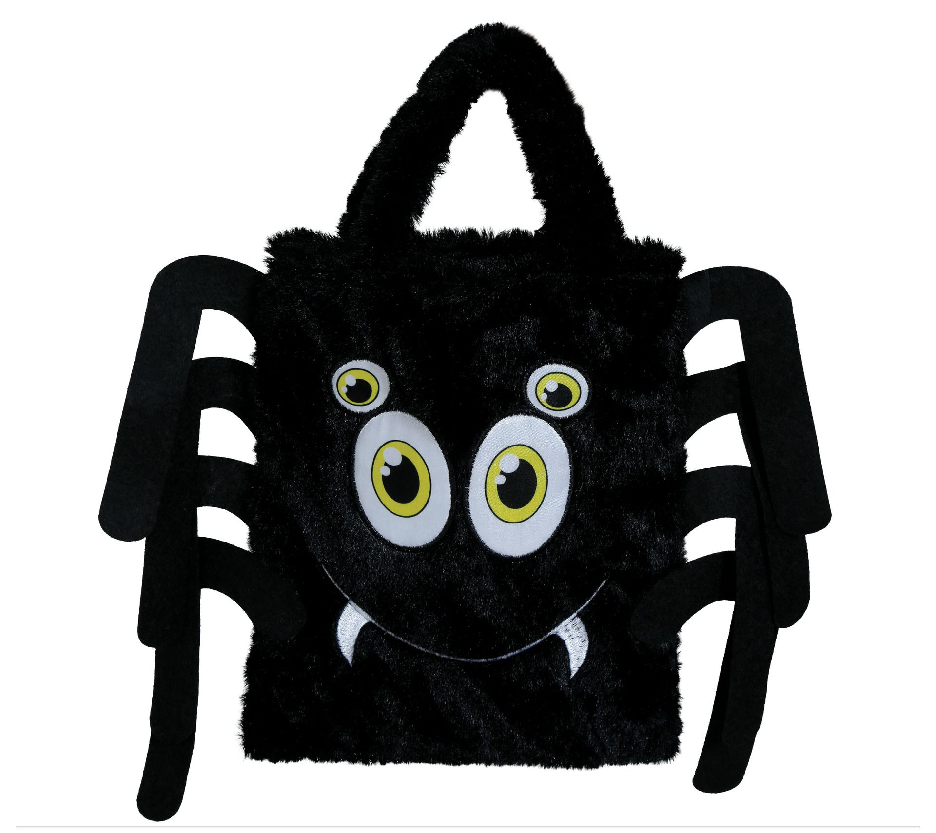 Zwarte pluche spinnen tas 19cm halloween