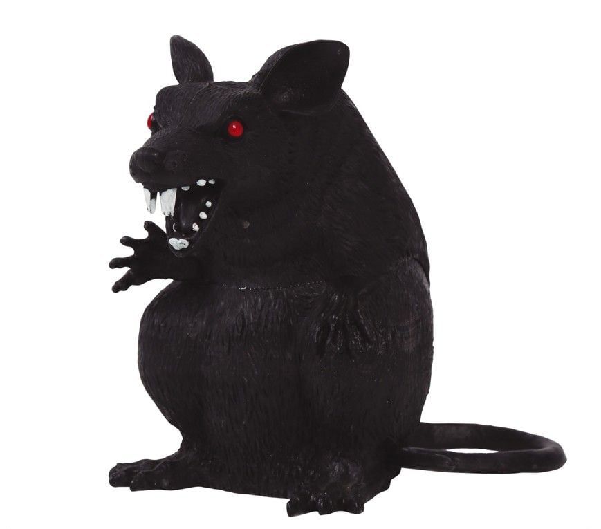 Zwarte rat zittend 18 cm halloween