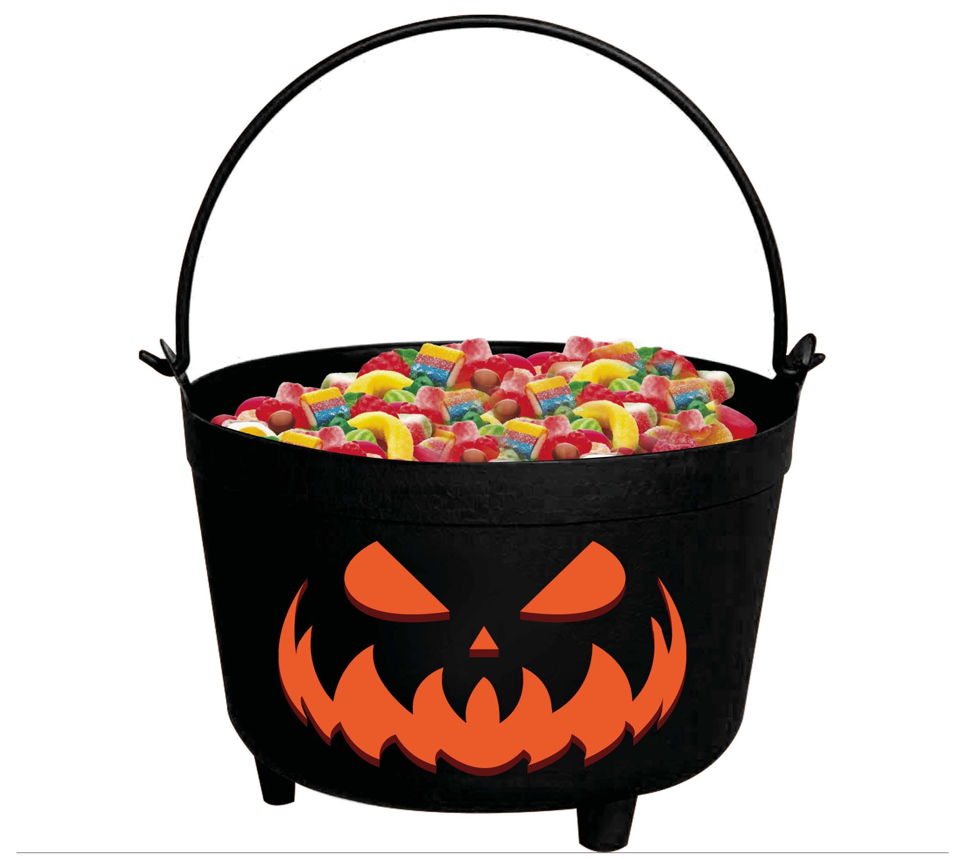 Zwarte snoepketel pompoen 24 x 23 x 15 cm halloween