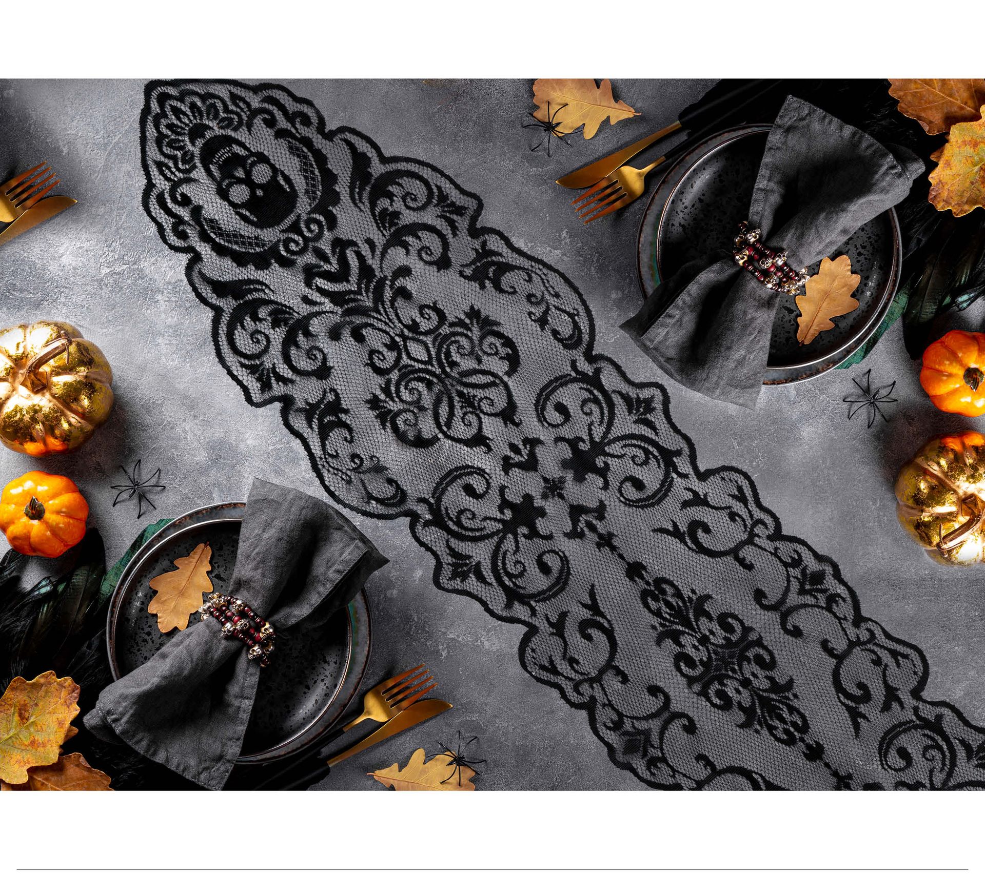 Zwarte tafelloper skeletten 180 x 35 cm halloween